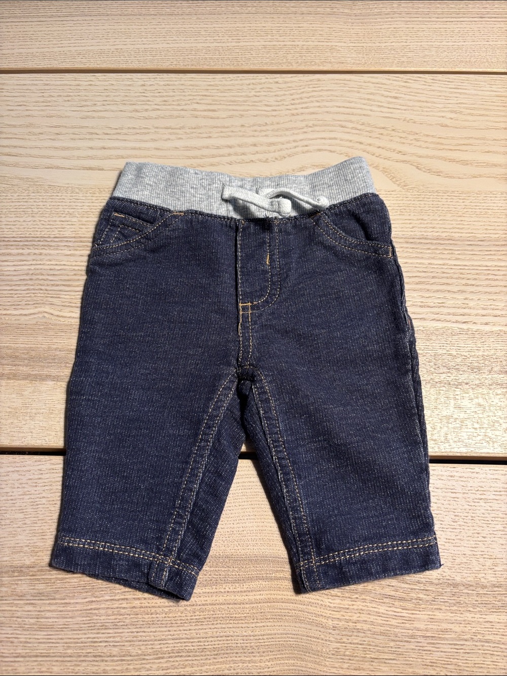 Carter's Navy Knit Denim Pants with Gray Waistband